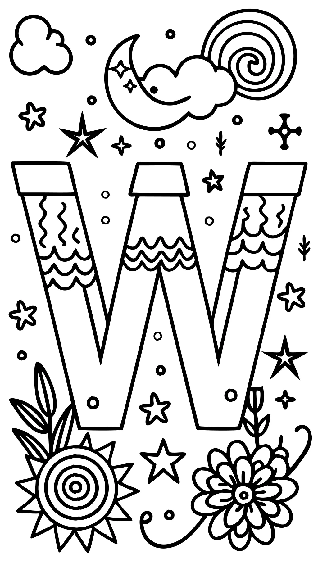 Lettre w coloriage pages